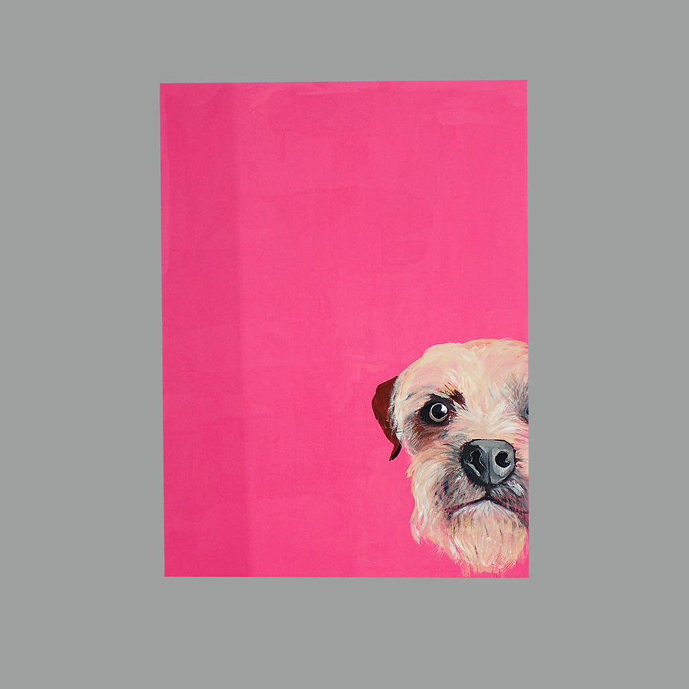 Hund pink Acryl Holz 40x60